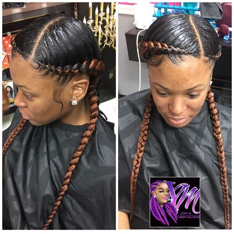 2 cornrow braids natural hair|two cornrows with braiding hair.